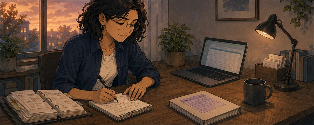 She writes the trial observations while the original order binder remains intact.